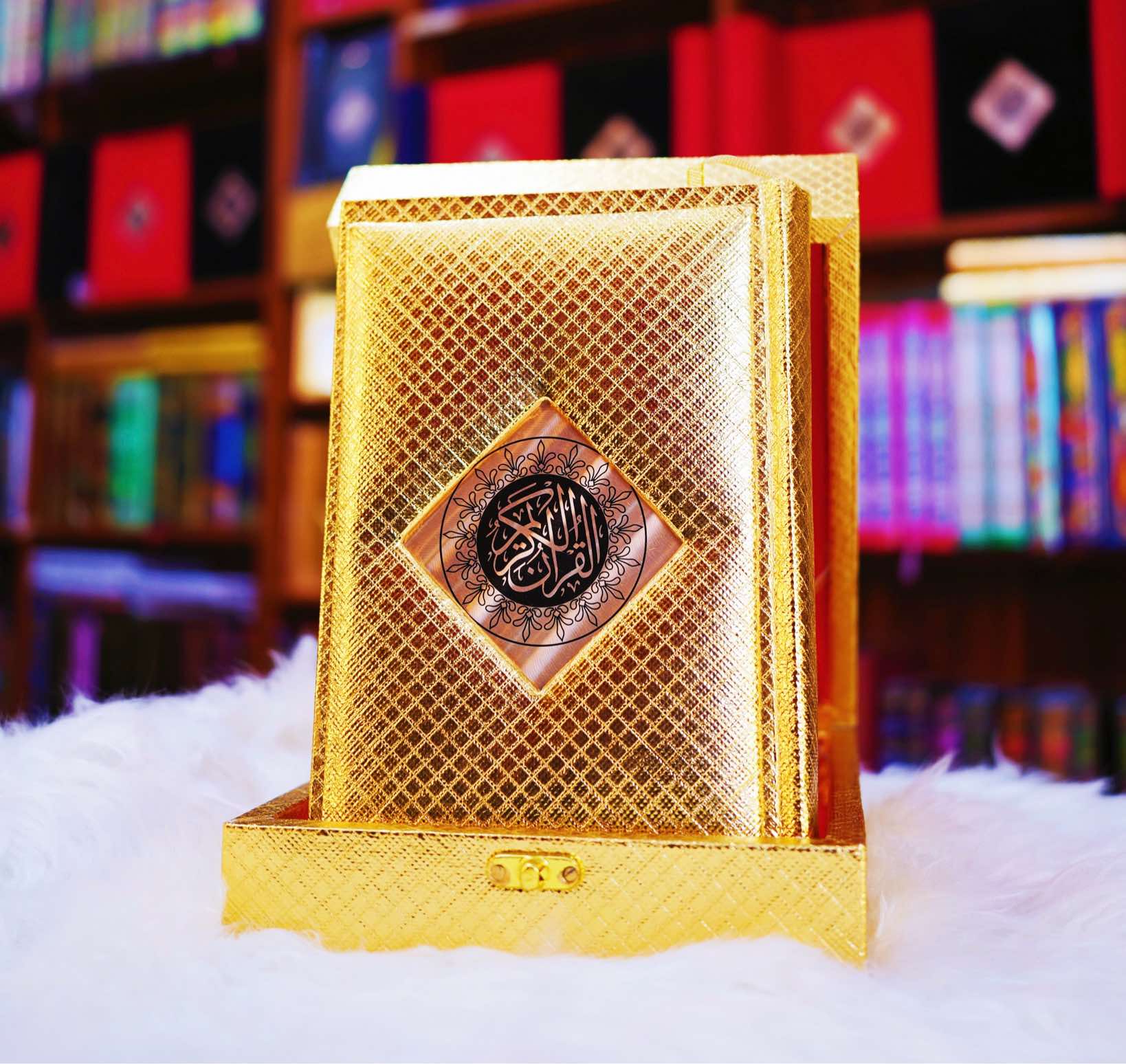 Quran Kareem With Golden Steel Plated Box