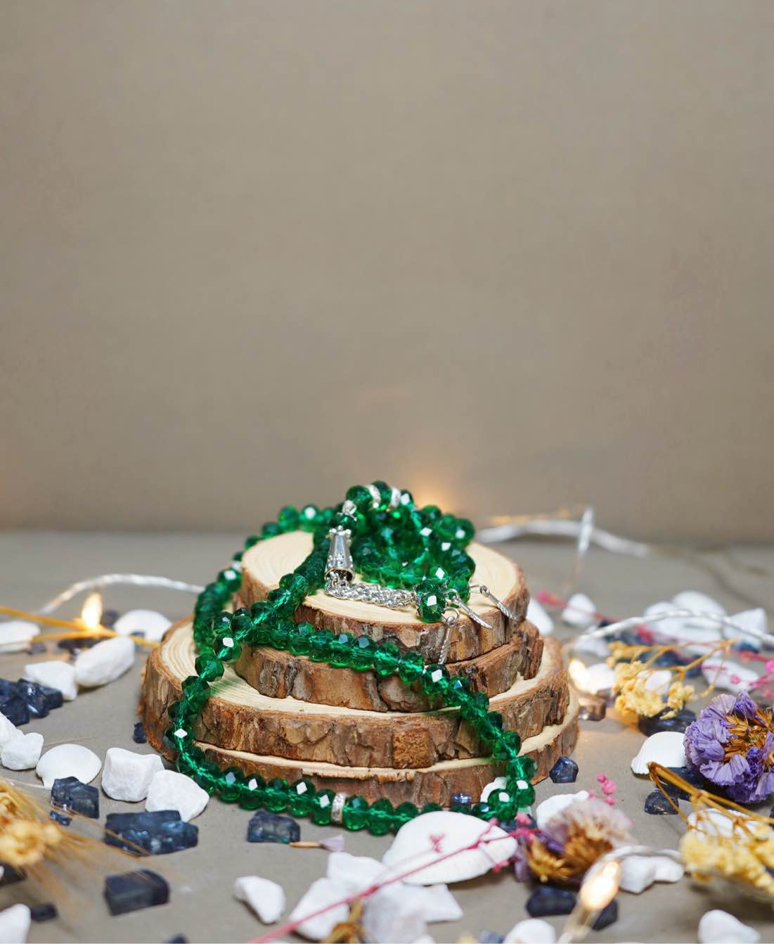 Green Crystal Tasbih 100