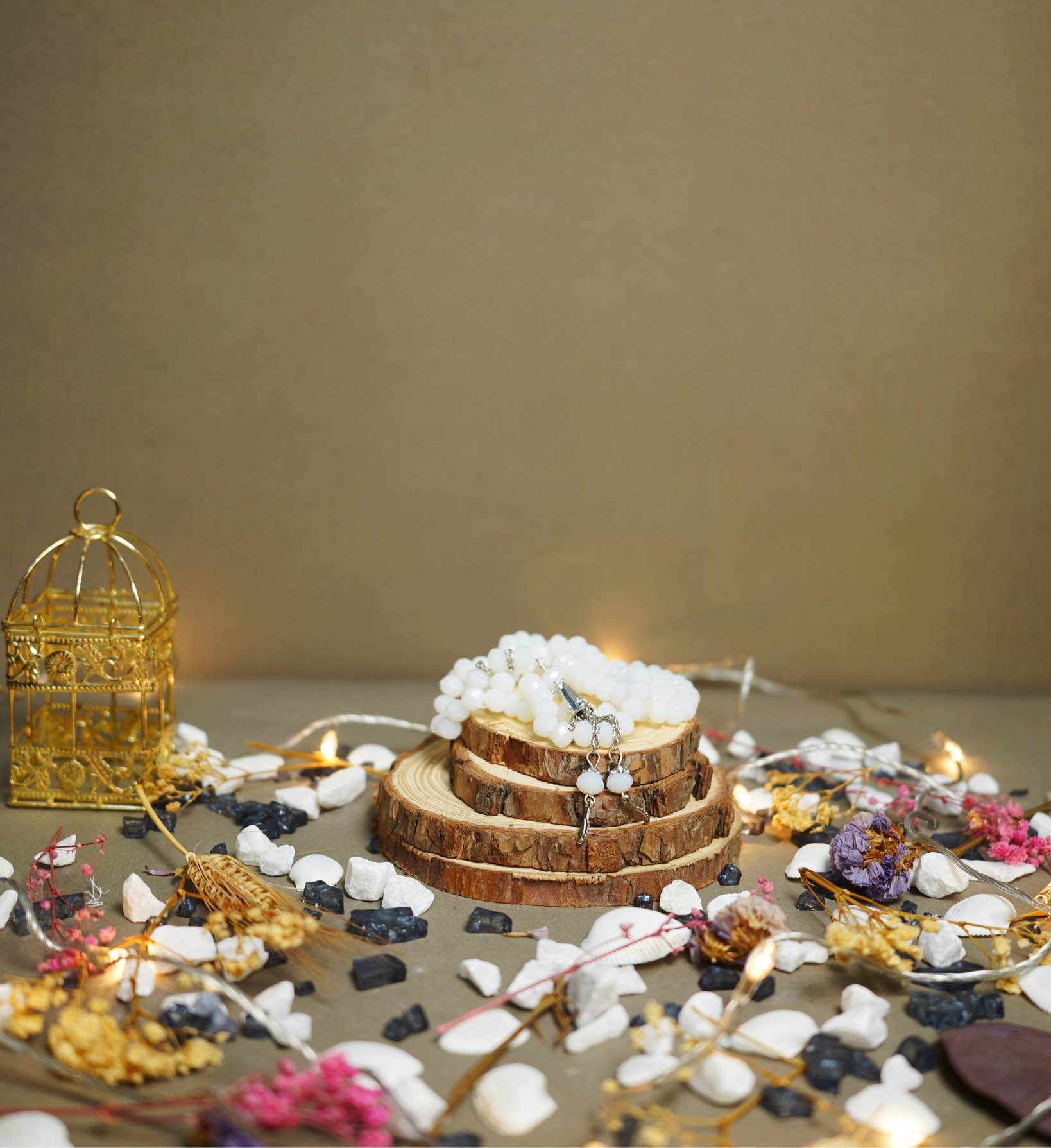 Mat White 100 Beads Tasbih