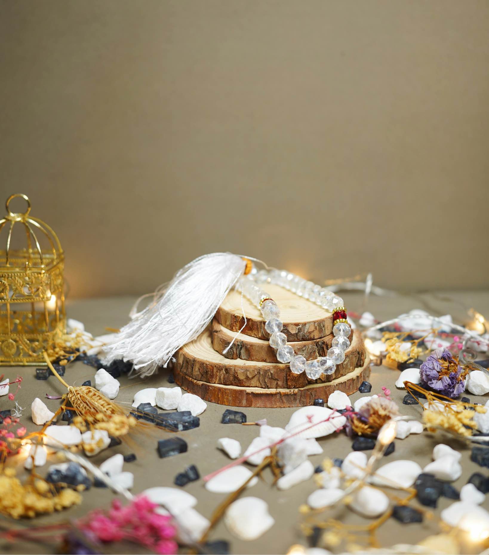 White Crystel 33 Beads Tasbih